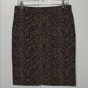 Grace Dane Lewis Knit Zebra Print Skirt Women’s M Medium Tan Black Animal Print